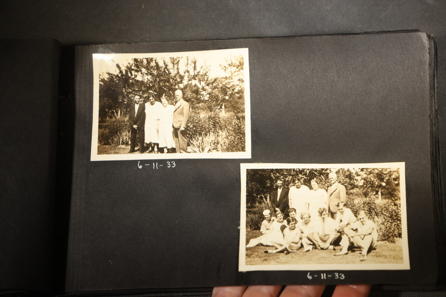 Vintage Snapshot Photo Album Containing 100+ Photographs, 1930-1934, including Onset Wharf, Massachusetts, Fishing, and Family Gatherings