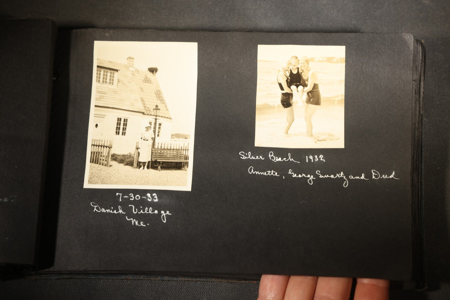 Vintage Snapshot Photo Album Containing 100+ Photographs, 1930-1934, including Onset Wharf, Massachusetts, Fishing, and Family Gatherings