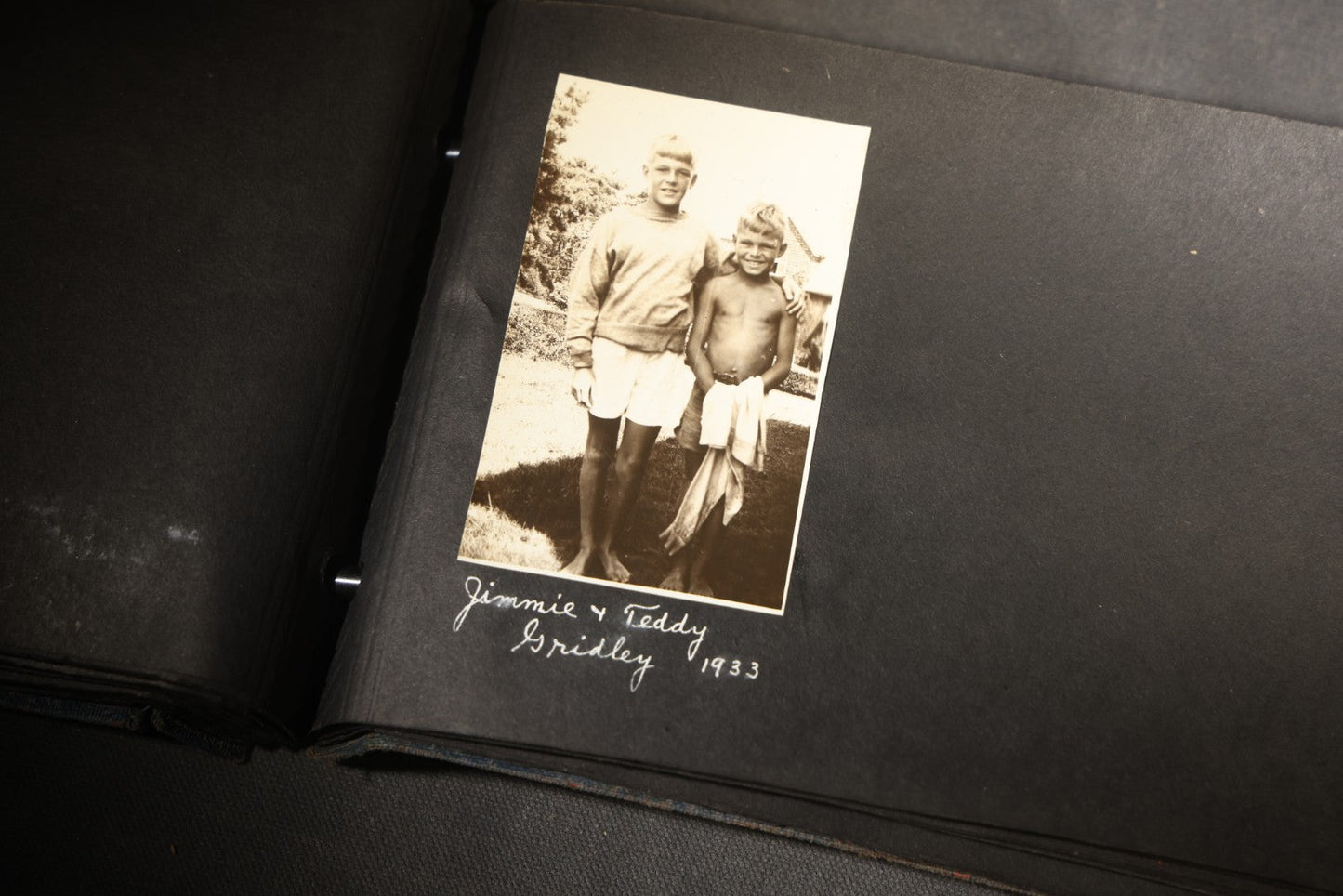 Vintage Snapshot Photo Album Containing 100+ Photographs, 1930-1934, including Onset Wharf, Massachusetts, Fishing, and Family Gatherings
