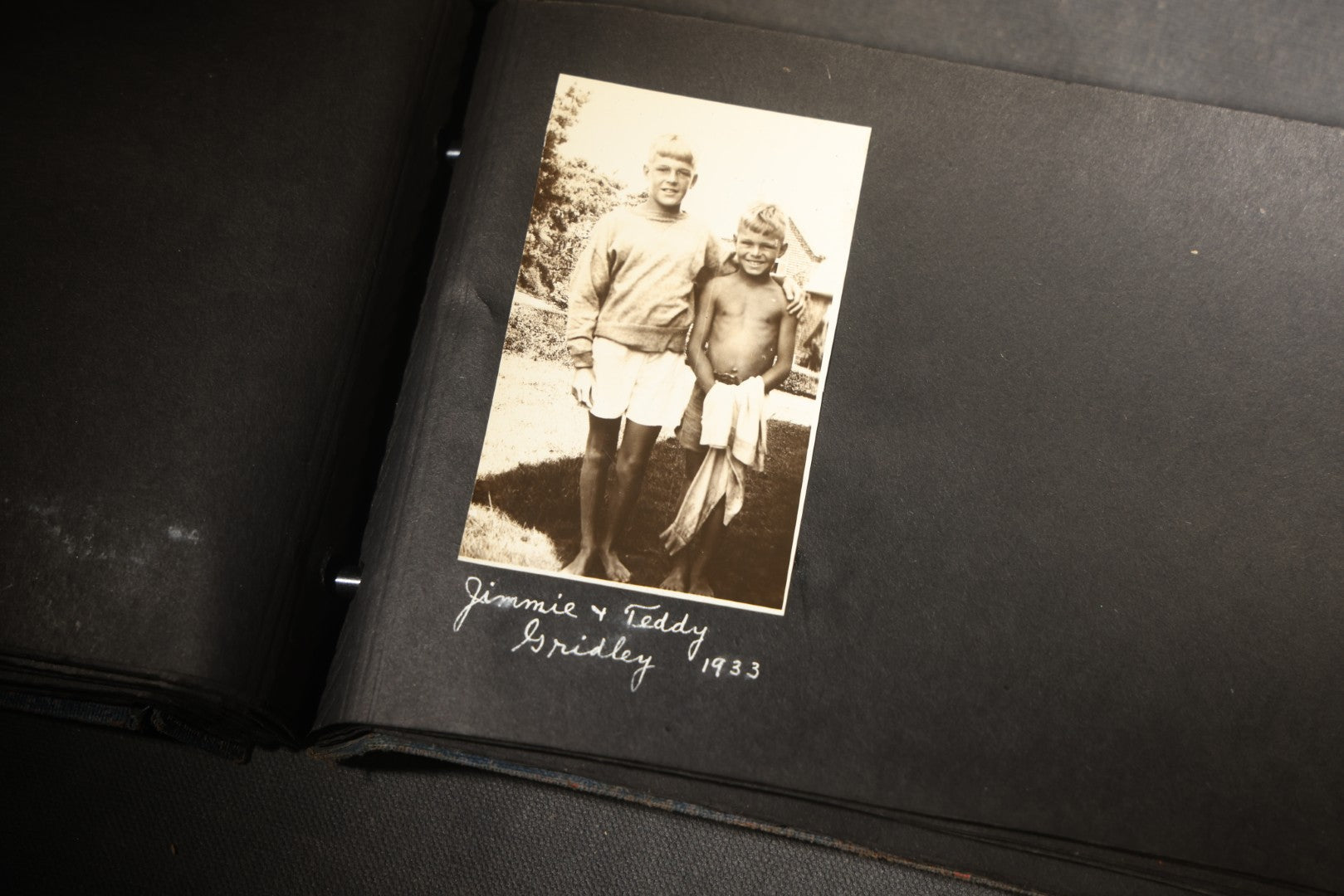 Vintage Snapshot Photo Album Containing 100+ Photographs, 1930-1934, including Onset Wharf, Massachusetts, Fishing, and Family Gatherings