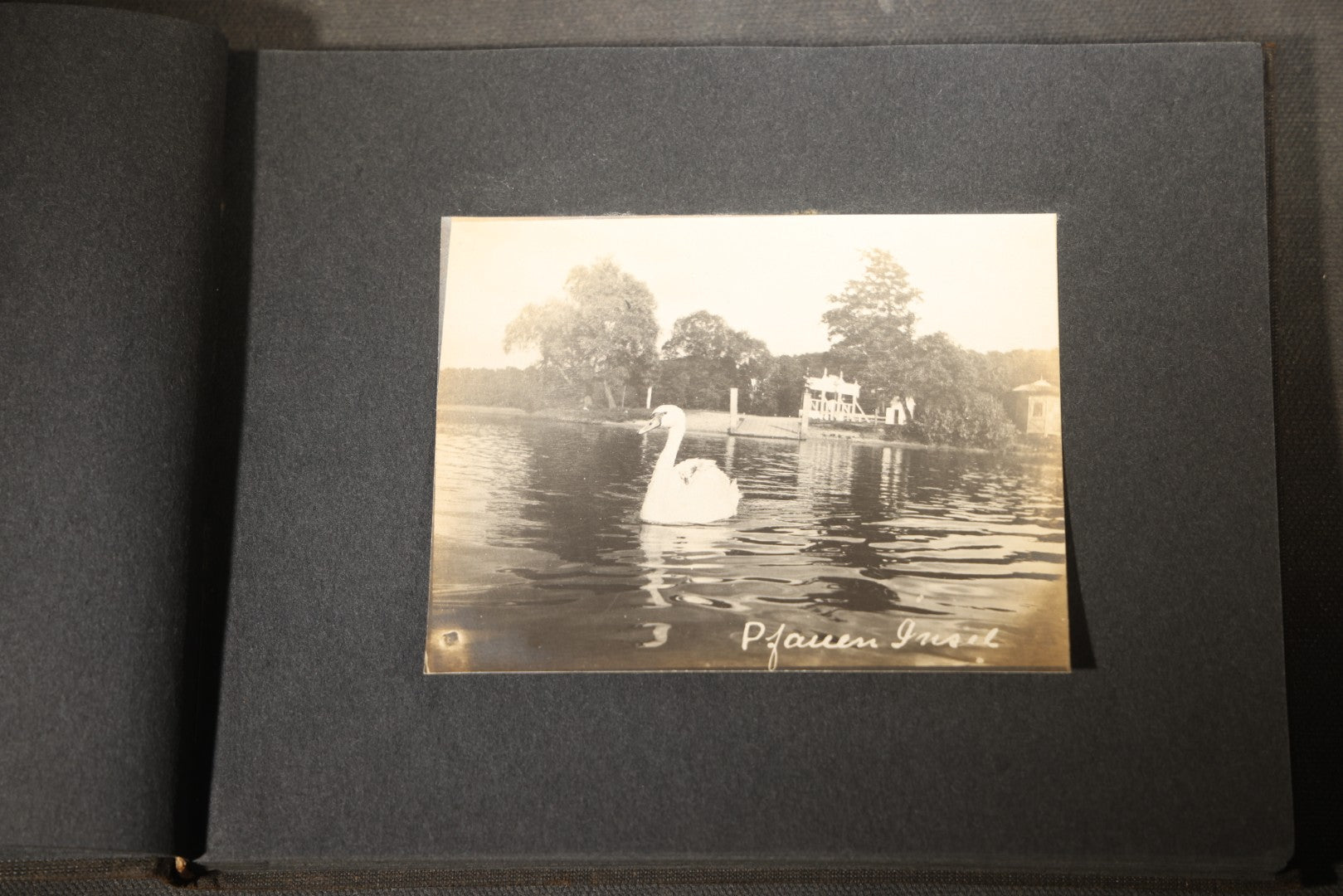 Antique Snapshot Photo Album Containing 25+ Photographs, Circa 1910, Including Beach Scenes, R.P.P.C. of Two Young Men in Cowboy Attire, Sailboat, Swans, Castle Architecture, and Family Portraits