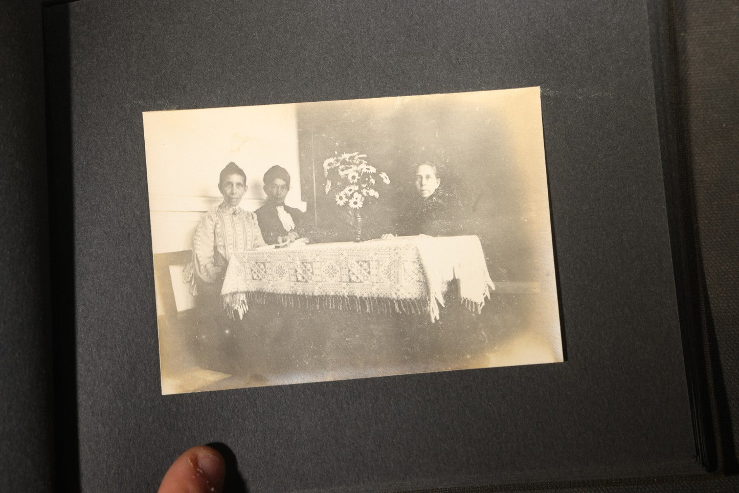 Antique Snapshot Photo Album Containing 25+ Photographs, Circa 1910, Including Beach Scenes, R.P.P.C. of Two Young Men in Cowboy Attire, Sailboat, Swans, Castle Architecture, and Family Portraits