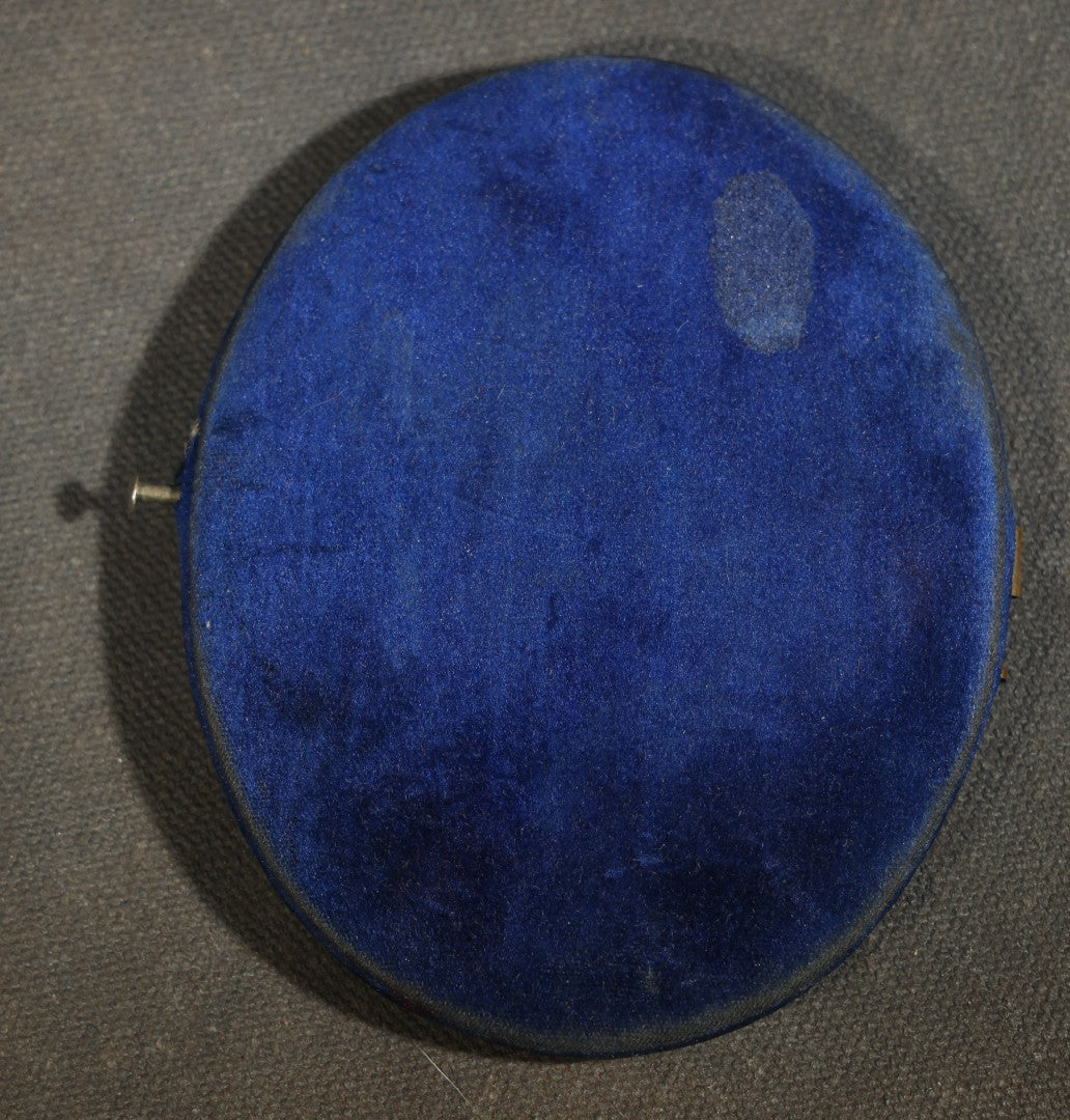 Antique 1/6th Plate Opalotype Photograph of a Young Woman in Profile in Half Blue Velvet Clamshell Case