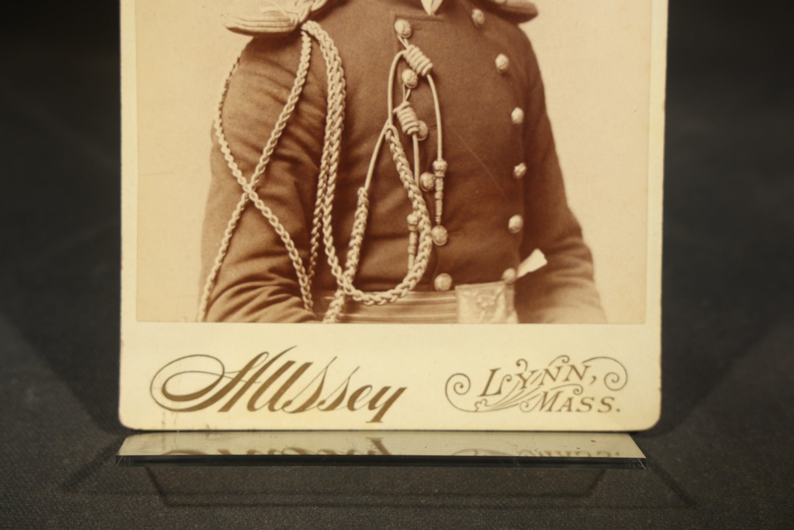 Antique Cabinet Card Photograph of Henry S. Kimball in Massachusetts State Militia or National Guard Dress Uniform with Aiguillettes and Epaulettes, Photographed by Hussey, Lynn, Massachusetts