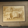 Lot 090 - Antique Board-Mounted Photograph of Eight Young Women Posed Before a Religious Grotto with Marian Statue