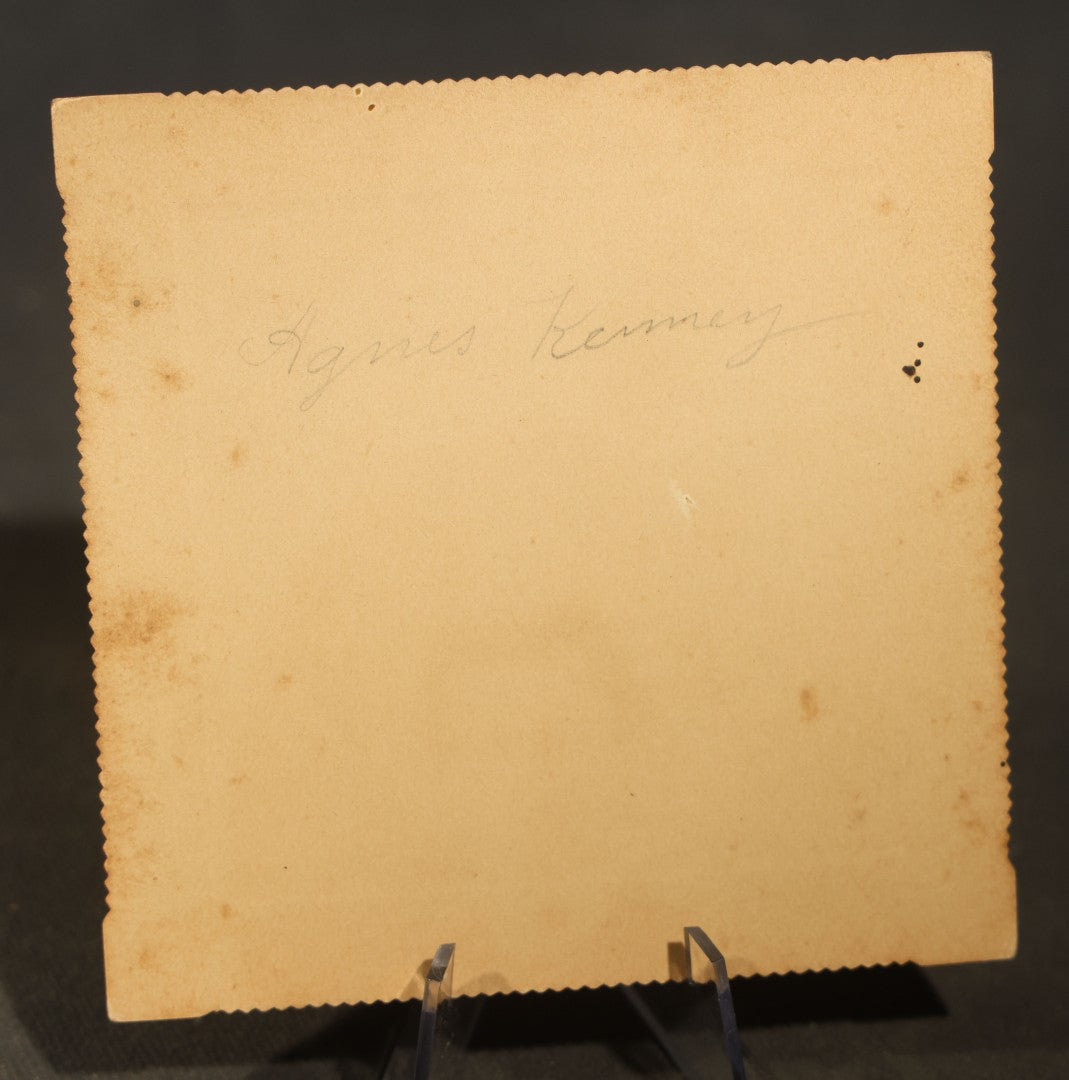 Grouping of Five Antique Board-Mounted Photographs including Sunken Paddle Wheel Steamboat Inscribed "Sunk on Currier Rock 1903," German Christmas Pyramid, and Child with Taxidermy Bird by Nicholas, Bristol, New Hampshire