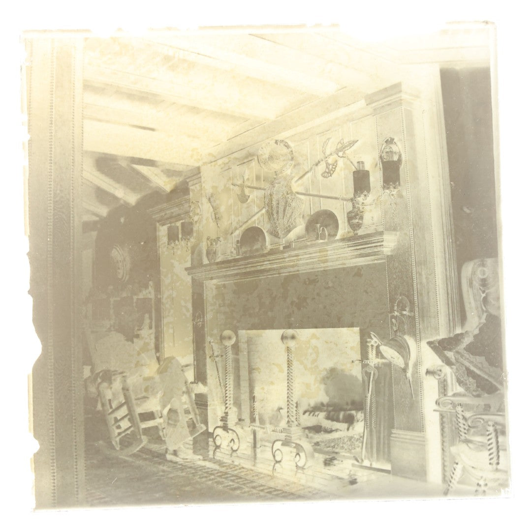 Grouping of 38 Antique Glass Plate Photographic Negatives including Interior and Exterior Views, Portraits, and Domestic Scenes