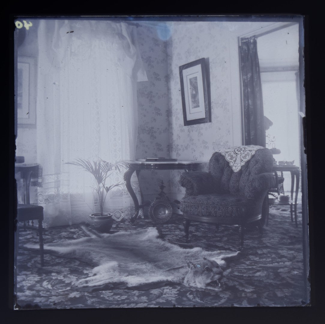 Grouping of 38 Antique Glass Plate Photographic Negatives including Interior and Exterior Views, Portraits, and Domestic Scenes