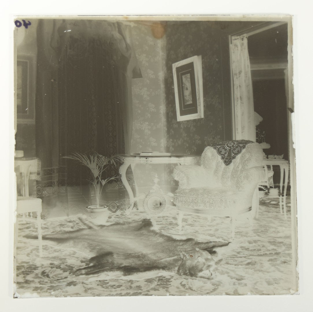Grouping of 38 Antique Glass Plate Photographic Negatives including Interior and Exterior Views, Portraits, and Domestic Scenes