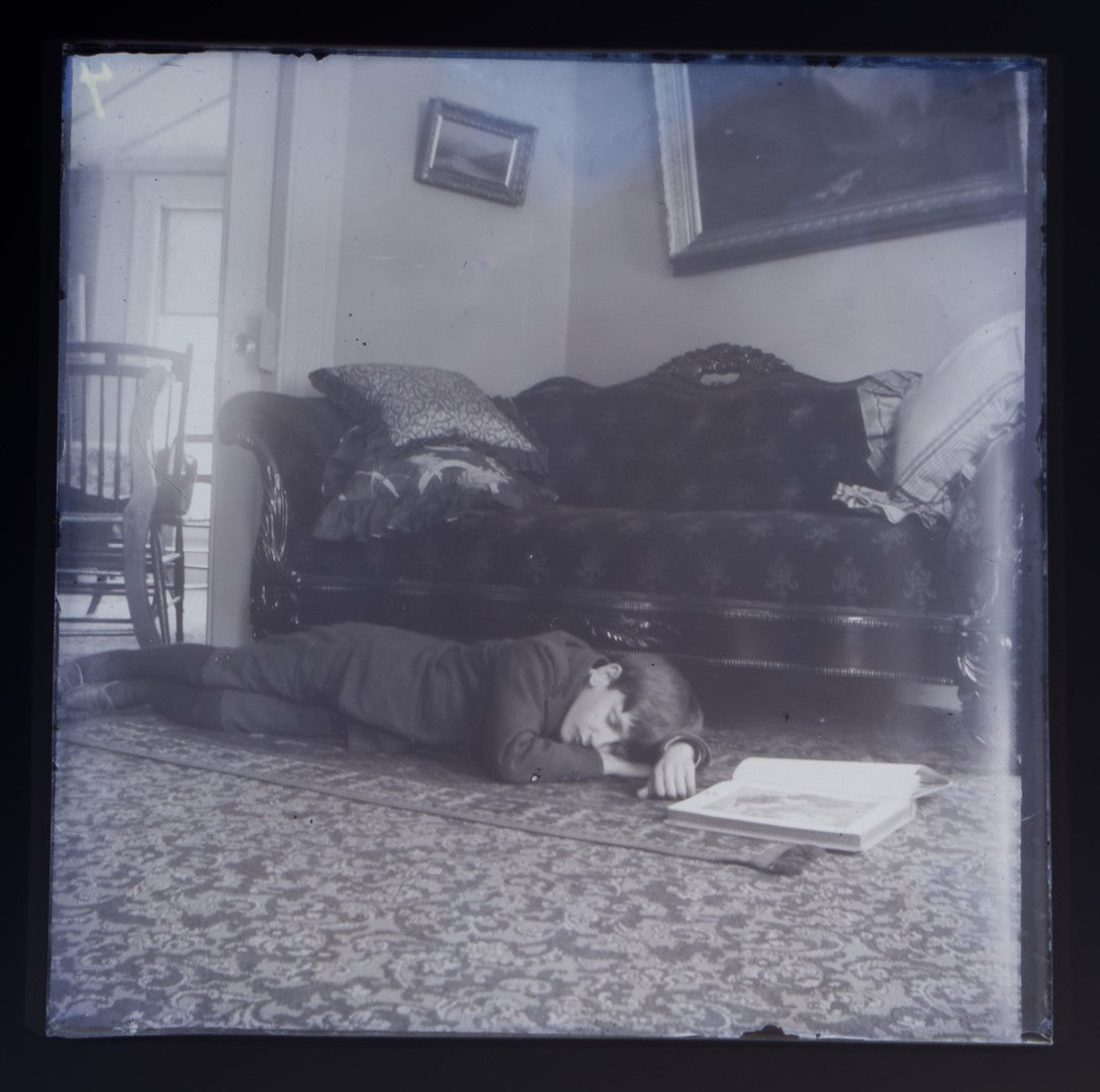 Grouping of 38 Antique Glass Plate Photographic Negatives including Interior and Exterior Views, Portraits, and Domestic Scenes
