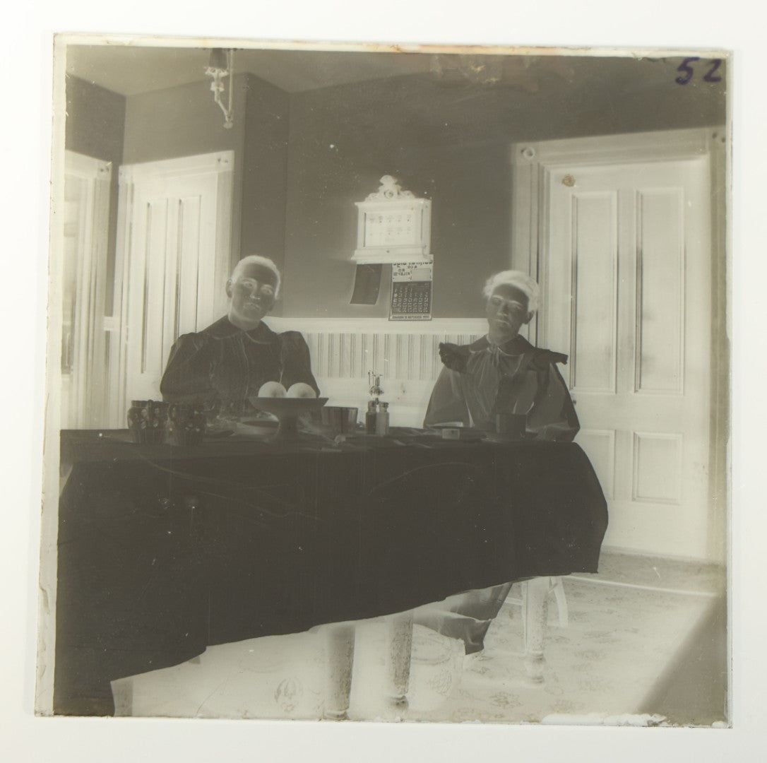 Grouping of 38 Antique Glass Plate Photographic Negatives including Interior and Exterior Views, Portraits, and Domestic Scenes
