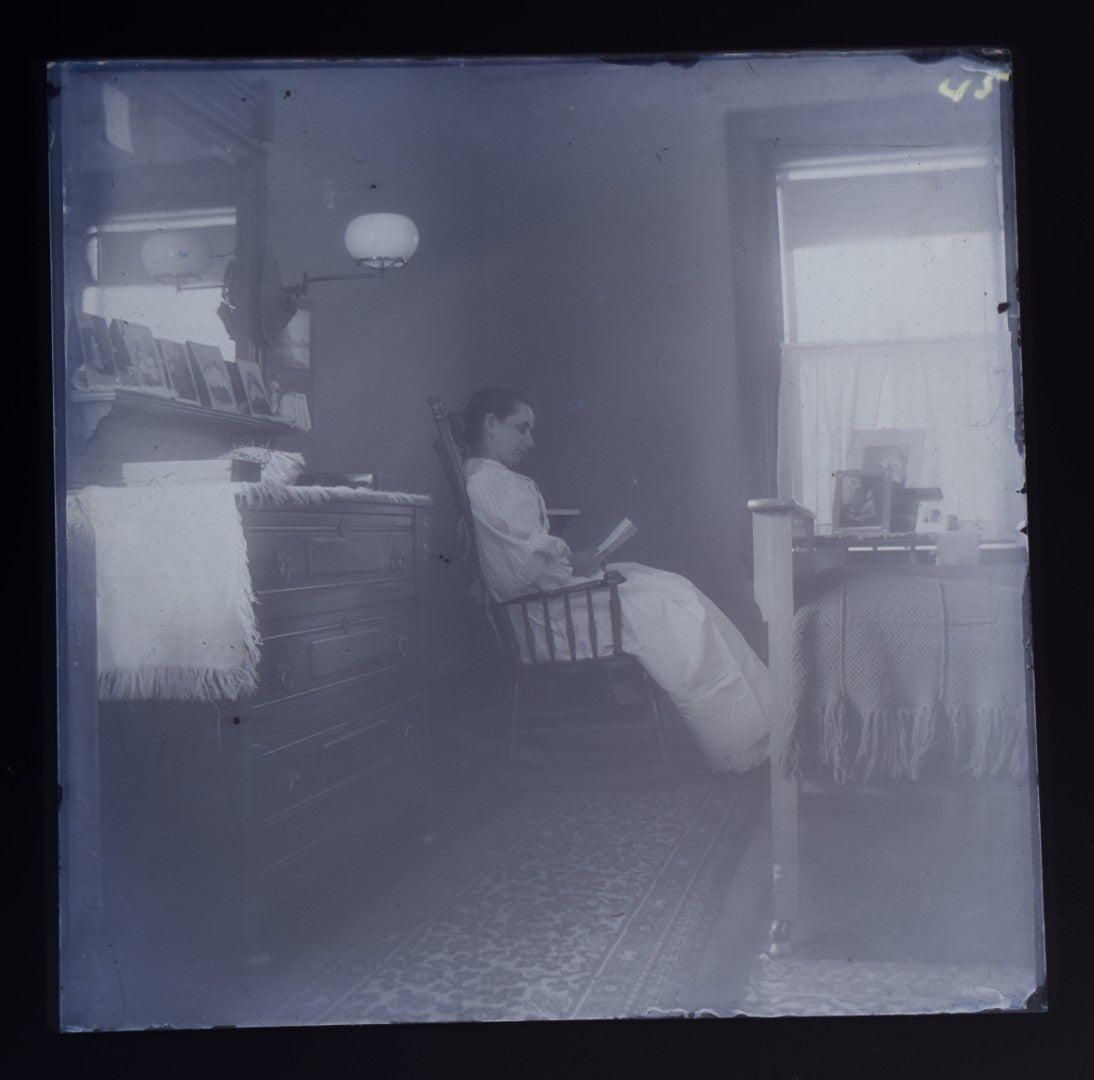 Grouping of 38 Antique Glass Plate Photographic Negatives including Interior and Exterior Views, Portraits, and Domestic Scenes