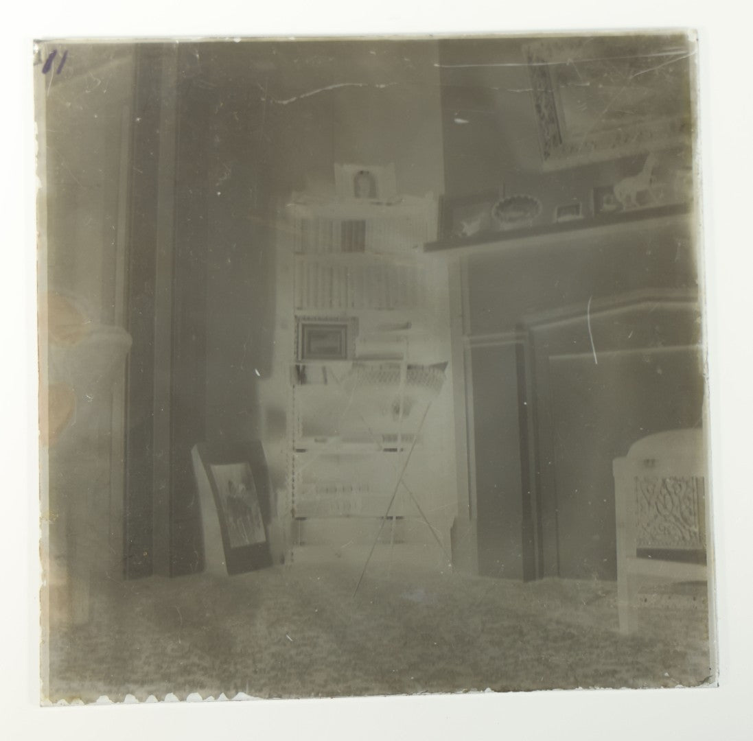 Grouping of 38 Antique Glass Plate Photographic Negatives including Interior and Exterior Views, Portraits, and Domestic Scenes