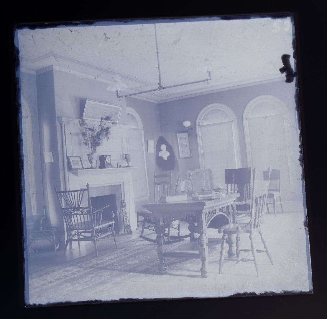Grouping of 38 Antique Glass Plate Photographic Negatives including Interior and Exterior Views, Portraits, and Domestic Scenes