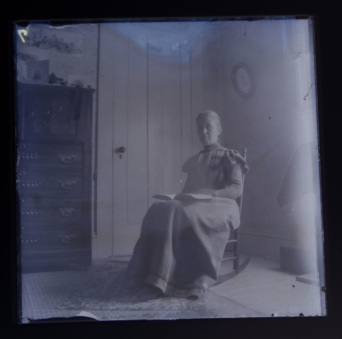 Grouping of 38 Antique Glass Plate Photographic Negatives including Interior and Exterior Views, Portraits, and Domestic Scenes