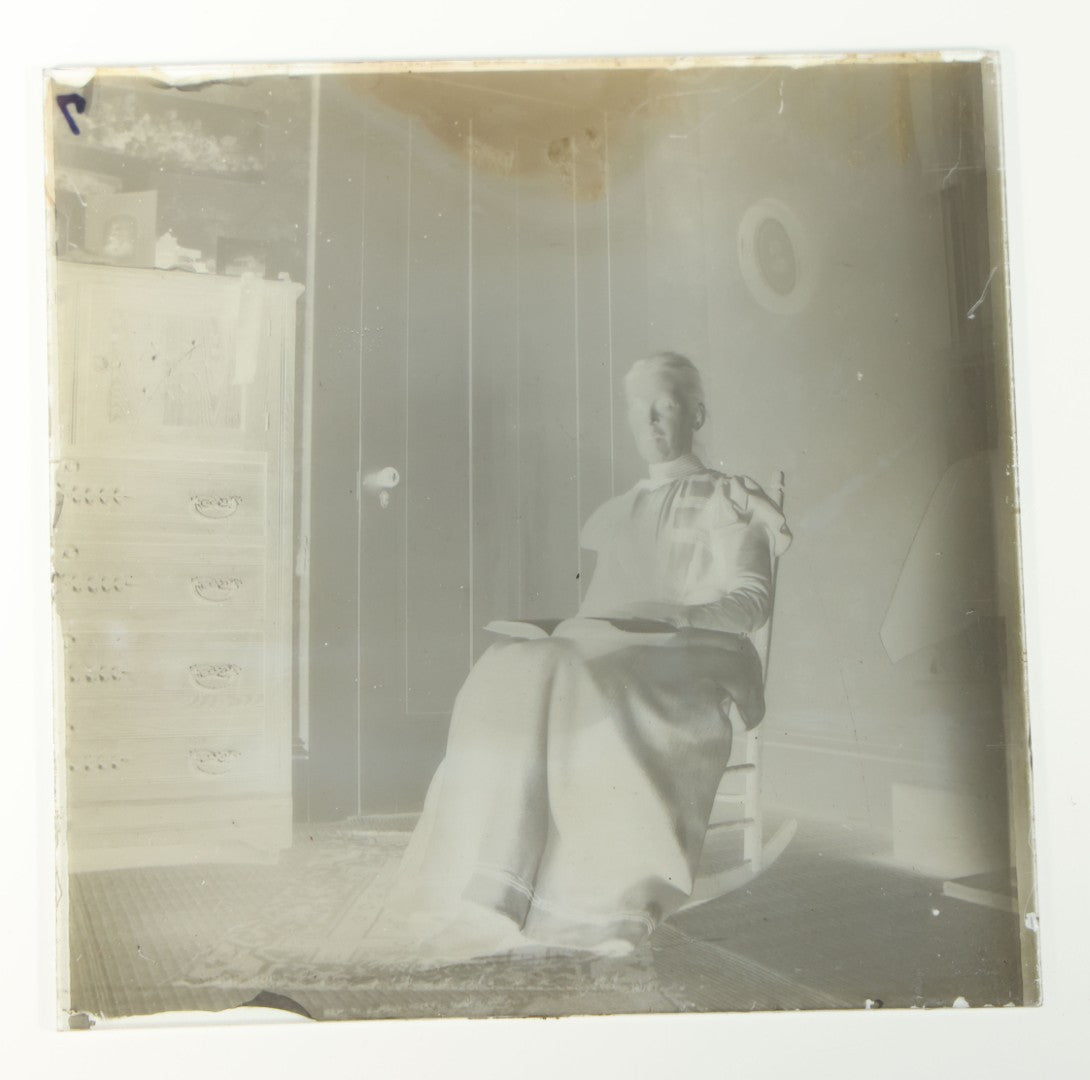 Grouping of 38 Antique Glass Plate Photographic Negatives including Interior and Exterior Views, Portraits, and Domestic Scenes