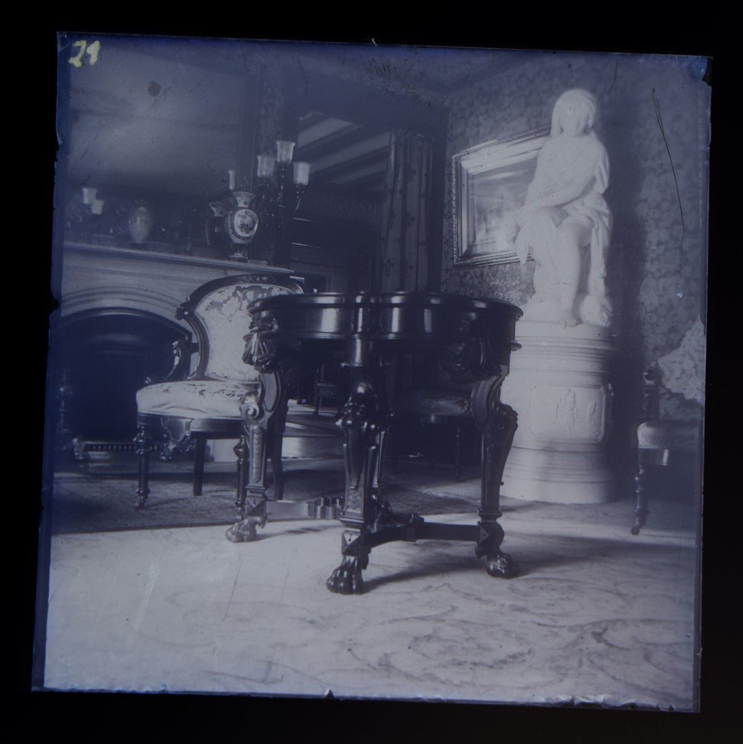 Grouping of 38 Antique Glass Plate Photographic Negatives including Interior and Exterior Views, Portraits, and Domestic Scenes