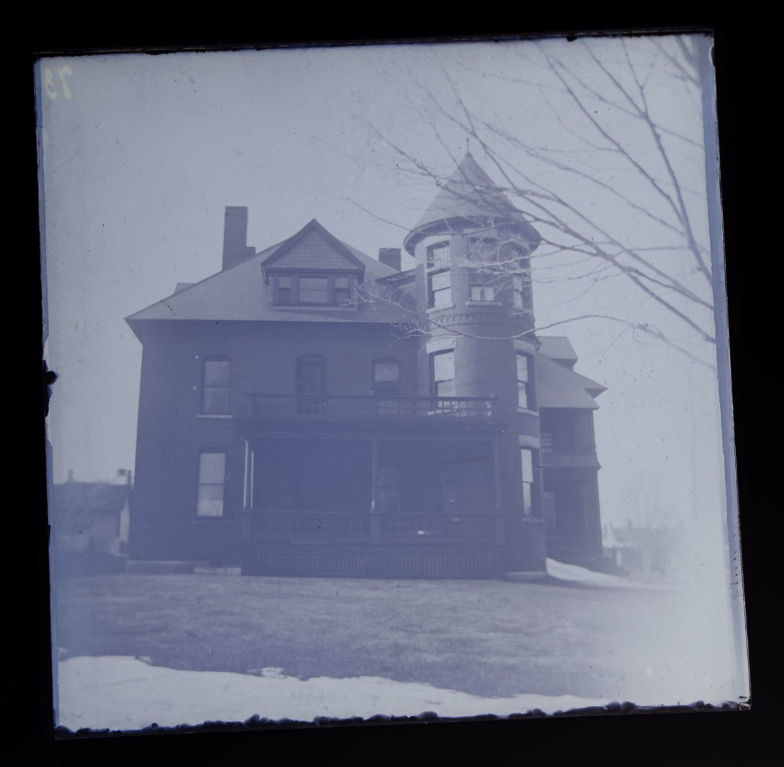 Grouping of 38 Antique Glass Plate Photographic Negatives including Interior and Exterior Views, Portraits, and Domestic Scenes