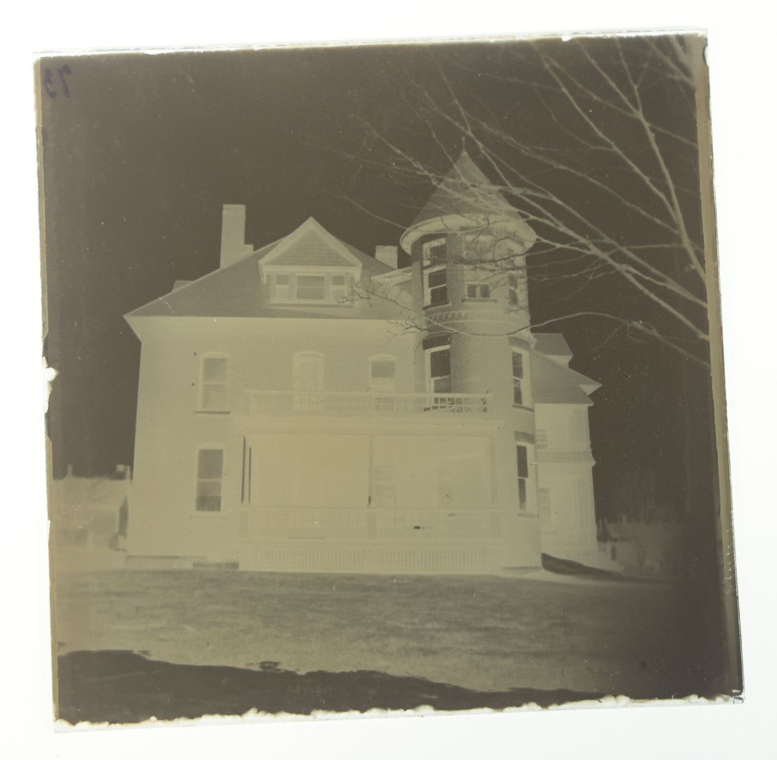 Grouping of 38 Antique Glass Plate Photographic Negatives including Interior and Exterior Views, Portraits, and Domestic Scenes