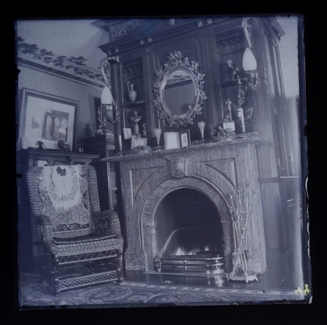 Grouping of 38 Antique Glass Plate Photographic Negatives including Interior and Exterior Views, Portraits, and Domestic Scenes
