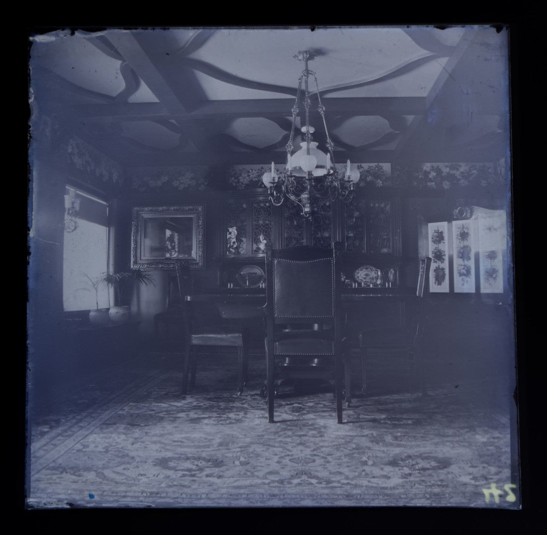 Grouping of 38 Antique Glass Plate Photographic Negatives including Interior and Exterior Views, Portraits, and Domestic Scenes
