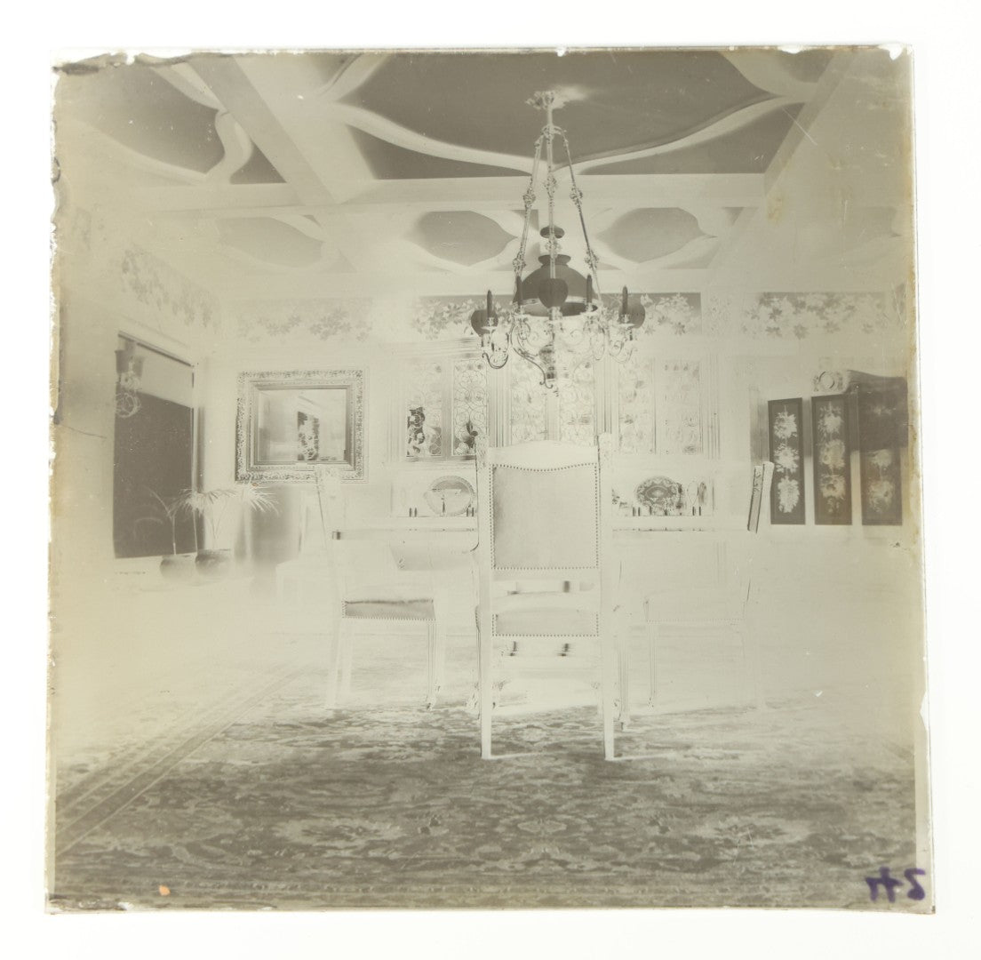 Grouping of 38 Antique Glass Plate Photographic Negatives including Interior and Exterior Views, Portraits, and Domestic Scenes