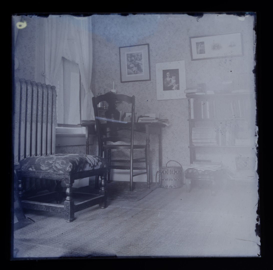 Grouping of 38 Antique Glass Plate Photographic Negatives including Interior and Exterior Views, Portraits, and Domestic Scenes