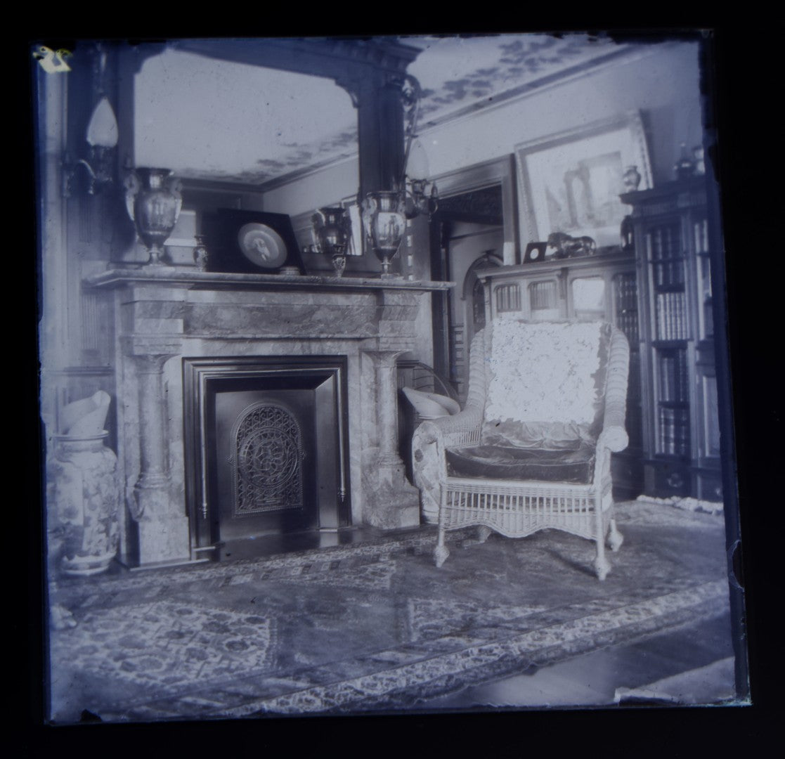Grouping of 38 Antique Glass Plate Photographic Negatives including Interior and Exterior Views, Portraits, and Domestic Scenes
