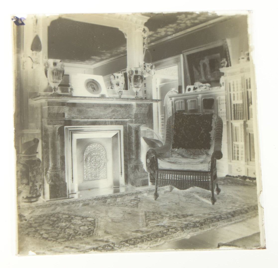 Grouping of 38 Antique Glass Plate Photographic Negatives including Interior and Exterior Views, Portraits, and Domestic Scenes