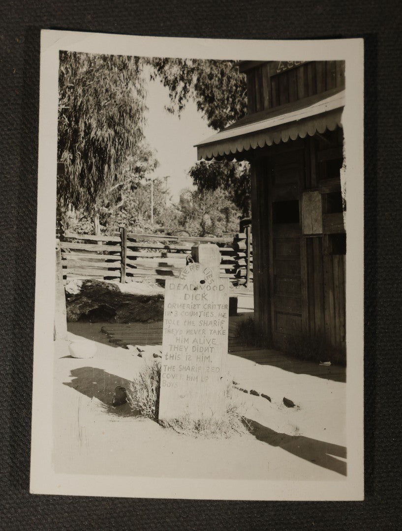 Grouping of 14 Vintage Snapshot Photographs of Costumes, Masks, and Oddities including Grim Reaper Painted Smock, Barber Shop Gag Scene, and Camp Blanding Military Stunt