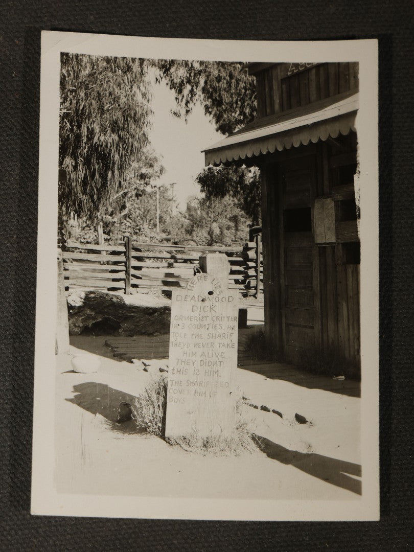 Grouping of 14 Vintage Snapshot Photographs of Costumes, Masks, and Oddities including Grim Reaper Painted Smock, Barber Shop Gag Scene, and Camp Blanding Military Stunt
