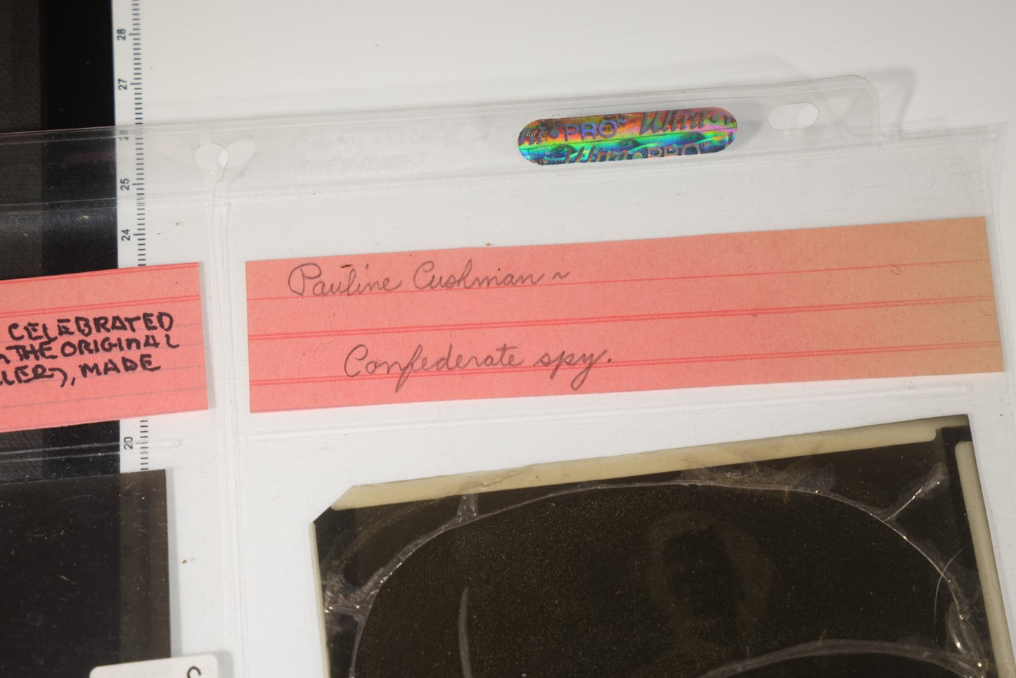 Grouping of Six Antique Celluloid Copy Negatives including Tom Thumb and Lavinia Warren, Boston Corbett, Laura Le Claire, Pauline Cushman, and Belle Boyd