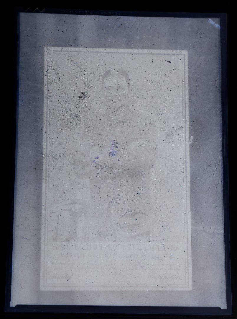 Grouping of Six Antique Celluloid Copy Negatives including Tom Thumb and Lavinia Warren, Boston Corbett, Laura Le Claire, Pauline Cushman, and Belle Boyd