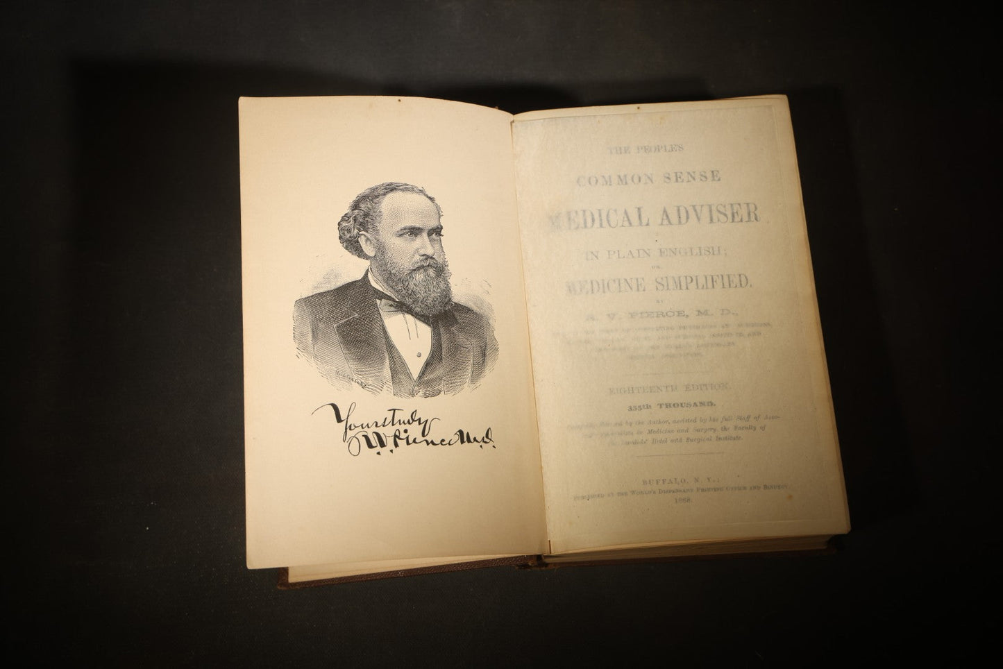 "The People's Common Sense Medical Adviser in Plain English; or, Medicine Simplified" Antique Medical Book with Anatomical Illustrations by R.V. Pierce, M.D., 18th Edition, Published by World's Dispensary Printing Office, Buffalo, New York, 1888