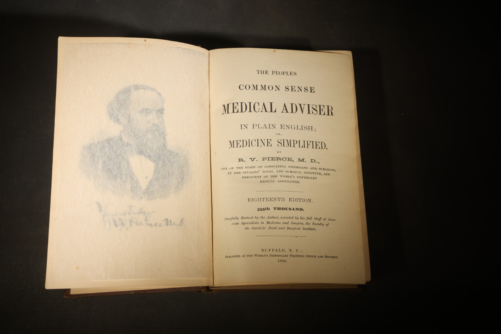 "The People's Common Sense Medical Adviser in Plain English; or, Medicine Simplified" Antique Medical Book with Anatomical Illustrations by R.V. Pierce, M.D., 18th Edition, Published by World's Dispensary Printing Office, Buffalo, New York, 1888