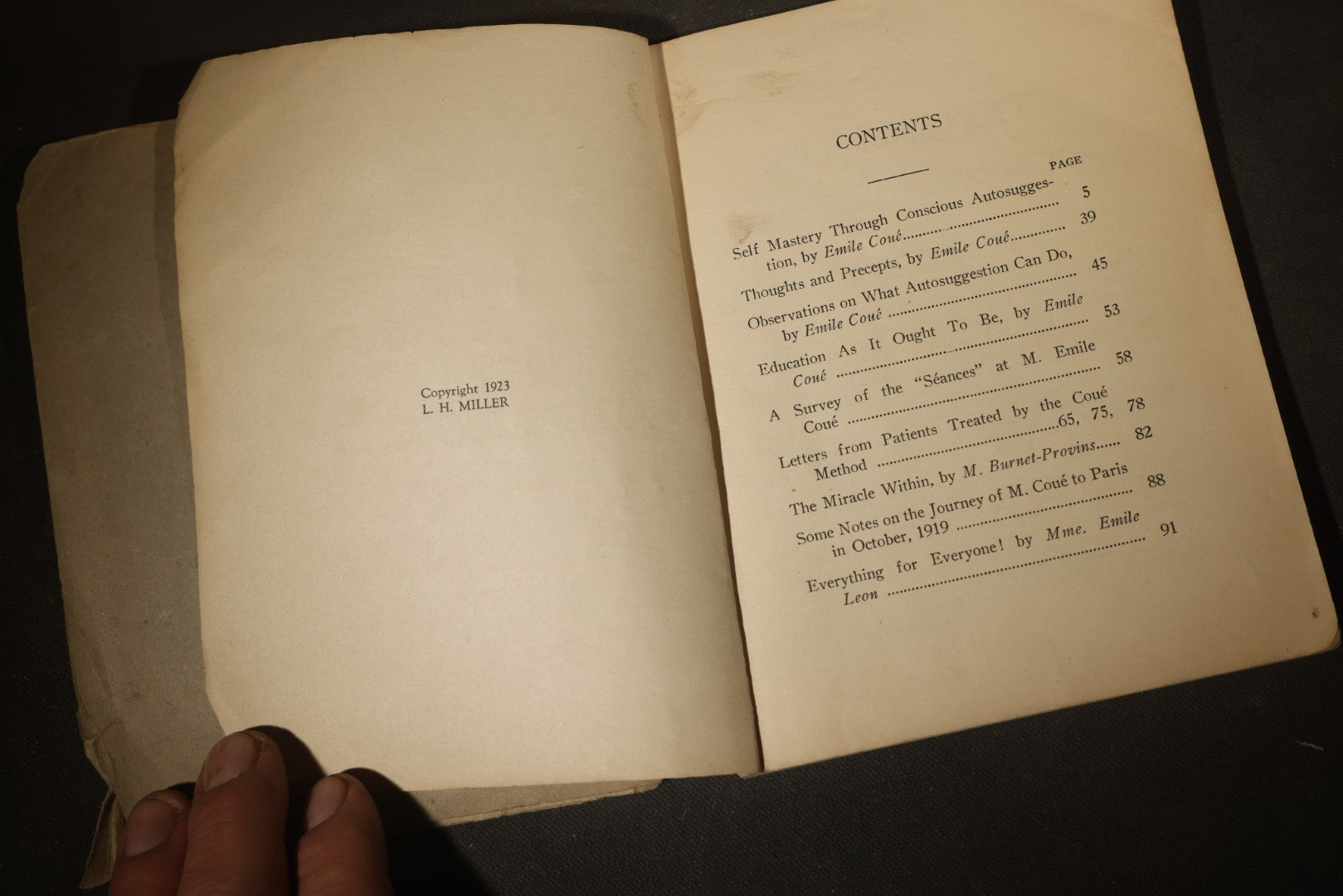 "Self Mastery Through Conscious Autosuggestion" Antique Self-Help Booklet by Emile Coue, Published by Book Readers Service, New York, 1923