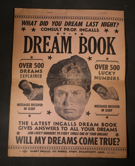 Vintage "Dream Book" Booklet by Prof. Ingalls with Over 500 Dream Interpretations and Lucky Numbers, Published by Harry Ingalls, Swampscott, Massachusetts