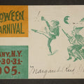 Lot 116 - Antique Halloween Carnival Postcard with Witch on Broomstick, Jack-O-Lantern, Devil, Bat, and Crescent Moon, "ACL Halloween Carnival," Albany, New York, Postmarked 1905, Gloversville, New York