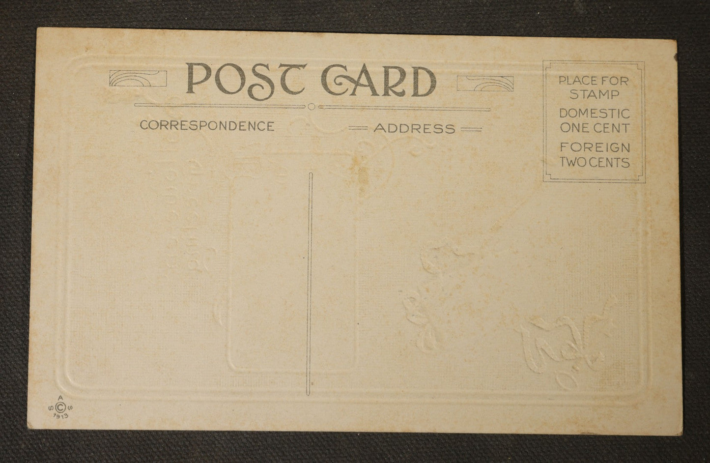 Antique Halloween Postcard with Owl, Ace of Hearts, and Key, "Hallowe-en Greeting," No. 350, Embossed, Unused