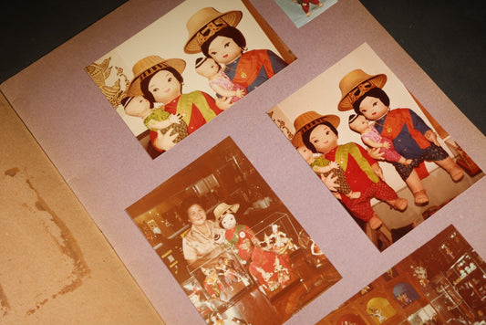 Vintage Scrapbook Documenting Tongkorn Chandavimol Thai Doll Exhibit at the Better Mousetrap Doll Museum, Guam, 1984, including Photographs, Newspaper Clippings, and Typed Exhibition Text