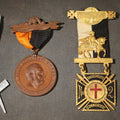 Lot 134 - Grouping of Four Antique Masonic and Knights Templar Ribbon Medals Including Washington No. 4 K.T. Newport, Rhode Island, Sacramento No. 2 Commandery, and Grand Encampment K.T. U.S.A. Hugh Mccurdy Grand Master