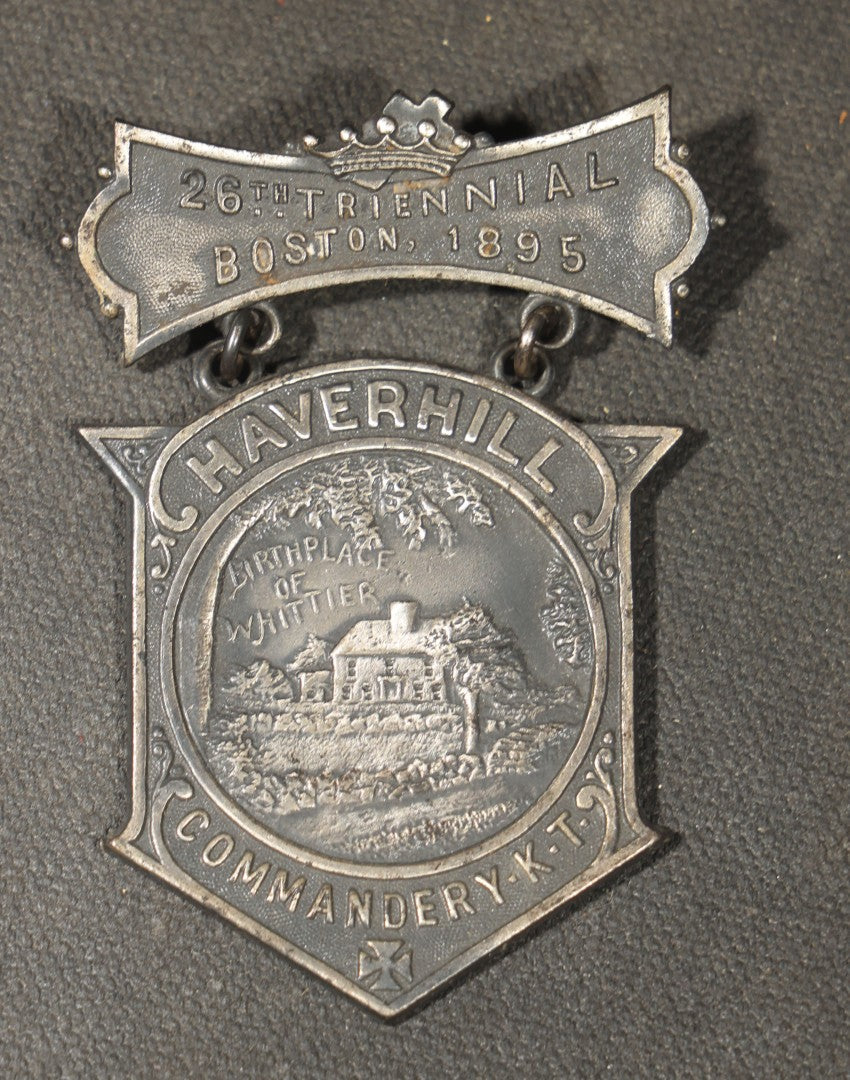 Trio of Antique Knights Templar Medals from Massachusetts including Western Mass. Templar with Worcester, Springfield, Pittsfield, and Greenfield Bars, Haverhill Commandery K.T. 26th Triennial Boston 1895, and Joseph Warren Commandery K.T.