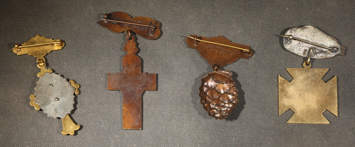 Grouping of Four Antique Knights Templar Medals Including Woonsocket Washington Pilgrimage Commandery No. 23, Chelsea Palestine Commandery 25th Triennial Boston, St. John's Commandery K.T. Bangor, and Washington Commandery No. 4 K.T. Newport, RI