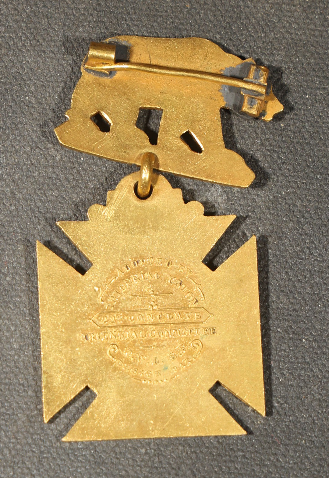Trio of Antique Knights Templar Medals with Bear Motifs including El Dorado Commandery No. 4 K.T. Placerville, California, 1883 San Francisco Triennial Conclave, and Tancred Commandery No. 25 Moberly, Missouri