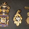 Lot 138 - Grouping of Five Antique Knights Templar Medals and Badges Including Joseph Warren Commandery Denver 1913, Grand Commandery of Maine 1895, Coeur De Lion Commandery Charlestown 1895, and 28th Triennial Conclave Louisville 1901