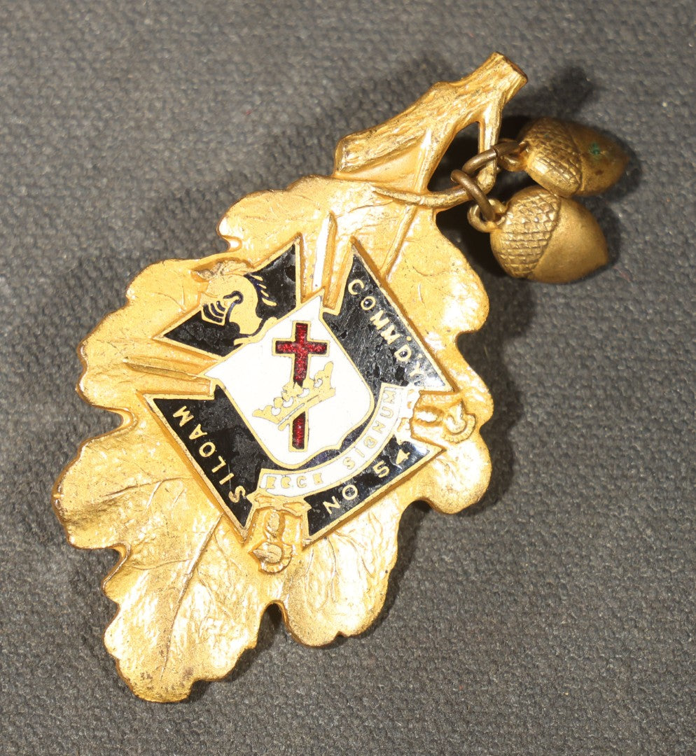 Grouping of Five Antique Knights Templar Medals and Badges including Joseph Warren Commandery Denver 1913, Grand Commandery of Maine 1895, Coeur de Lion Commandery Charlestown 1895, and 28th Triennial Conclave Louisville 1901