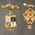 Lot 140 - Grouping of Four Antique Knights Templar Commandery Enameled Medals Including Pilgrim Commandery of Lowell, Godfrey De Bouillon Commandery of Fall River, Dewitt Clinton Commandery No. 27 of New York, and Humboldt Park No. 79 of Chicago, Illinois