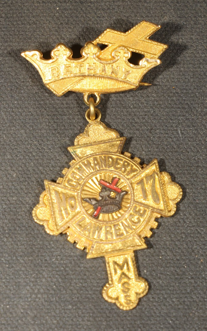 Grouping of Four Antique Knights Templar Medals and Badges Including Wheeling No. 1 Commandery K.T., West Virginia, Olivet No. 36 Commandery K.T., Lynn, Massachusetts, and Sovereign Great Priory of Canada, St. John, New Brunswick, 1901