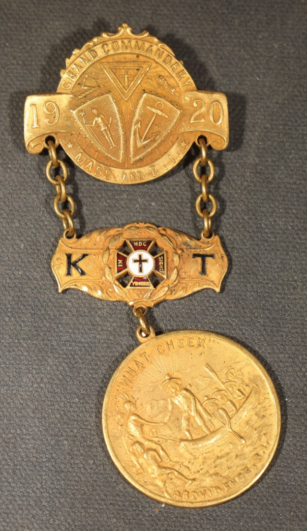 Grouping of Six Antique Knights Templar Medals Including Trinity Commandery Manchester, New Hampshire, St. John's Day 1915 Providence, Rhode Island, Washington Commandery Boston 1897, and Grand Commandery Massachusetts and Rhode Island 1920