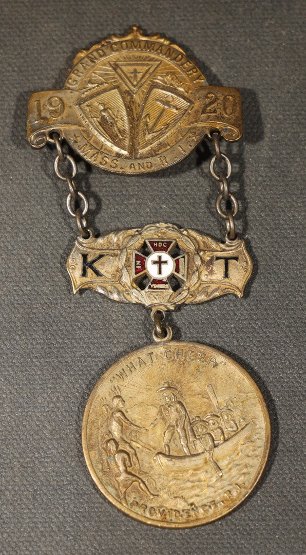 Grouping of Six Antique Knights Templar Medals Including Trinity Commandery Manchester, New Hampshire, St. John's Day 1915 Providence, Rhode Island, Washington Commandery Boston 1897, and Grand Commandery Massachusetts and Rhode Island 1920